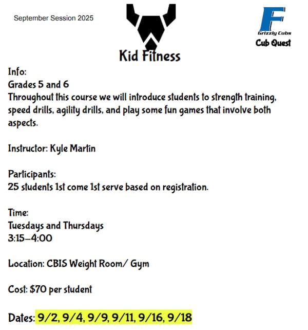 Kid Fitness Camp Flyer